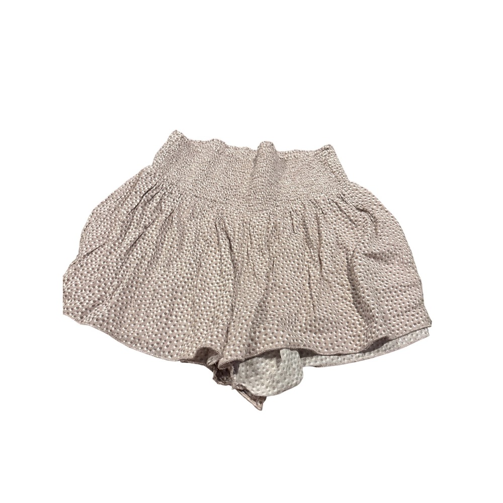 Aerie Women Mauve White Dotted Smocked Waist Ruffle Skort XS Mini Shorts